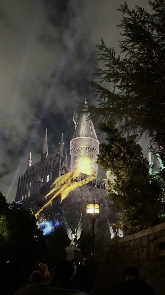 Nighttime Lights At Hogwarts Castle