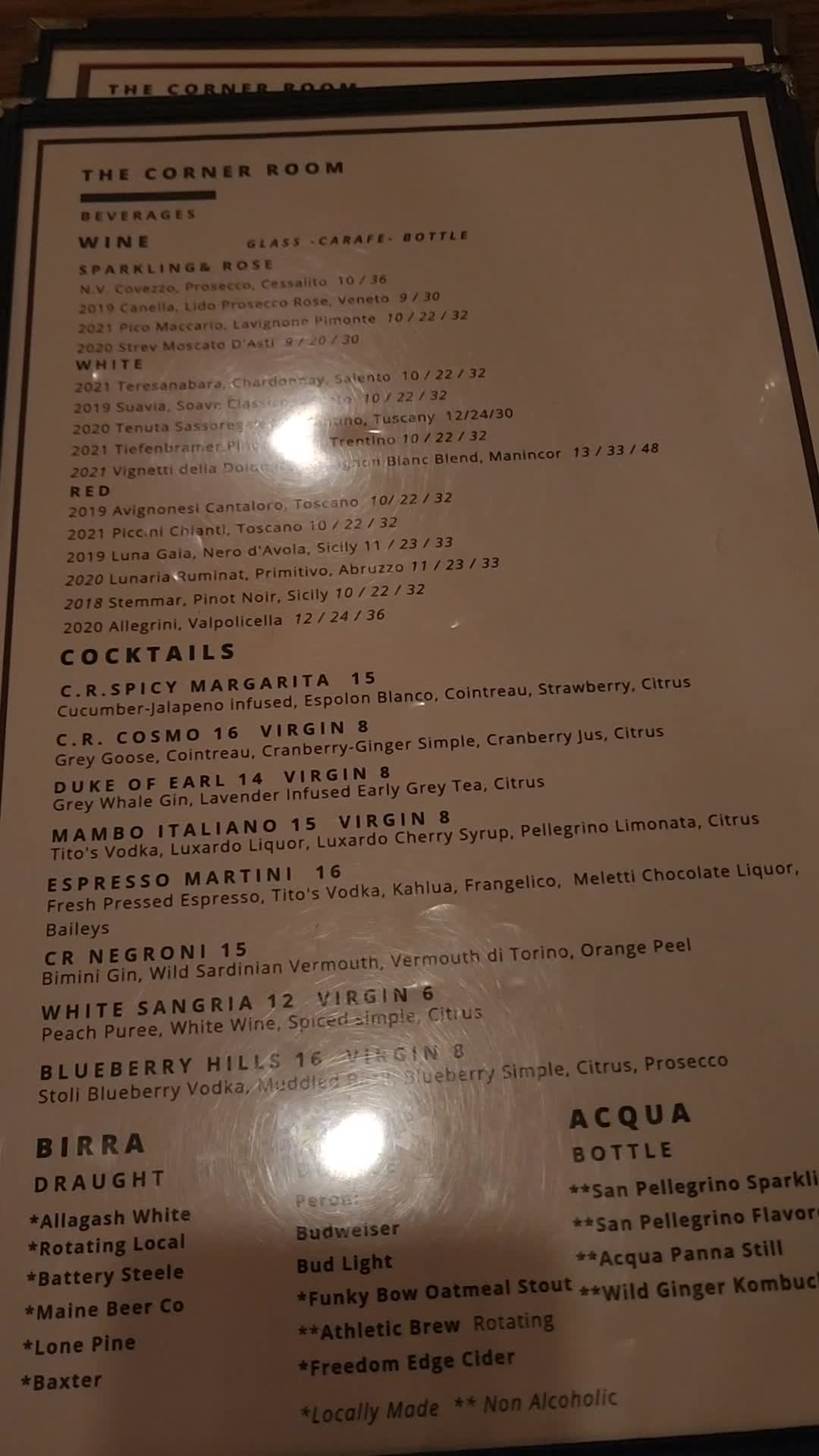 The Corner Room Italian Kitchen & Bar