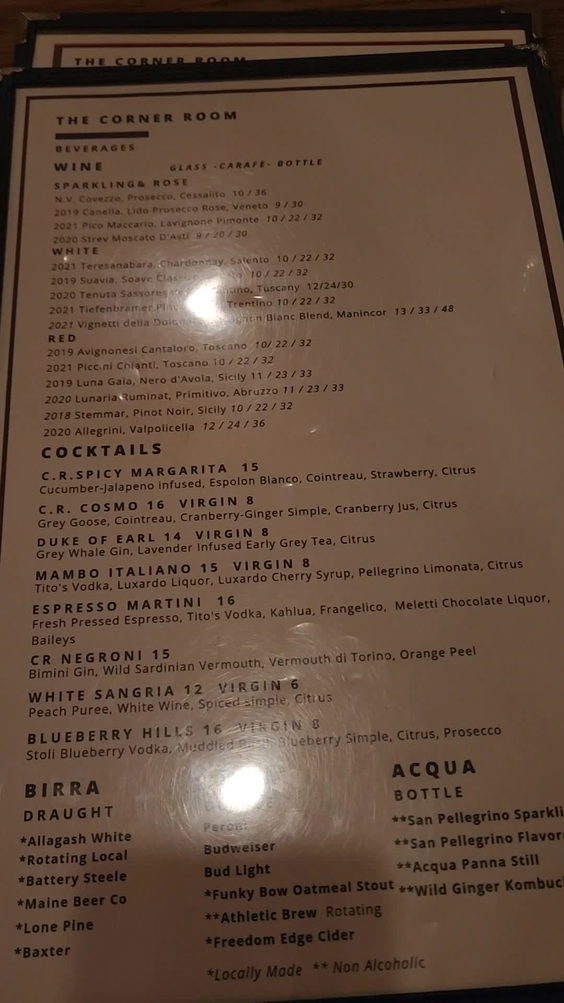 The Corner Room Italian Kitchen & Bar